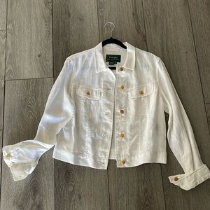 White Linen Jacket with Gold Buttons